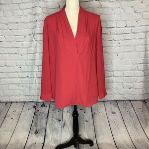 Soft Surroundings Akira Blouse Garnet Draped V-Neck Long Sleeve Blouse Large NWT